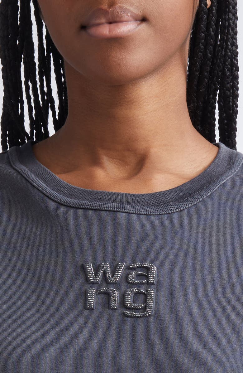 Alexander Wang Hotfix Logo Washed T-Shirt, Alternate, color, Washed Black