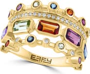 EFFY 14K Yellow Gold Diamond & Multi Gemstone Stacked Architectural Ring