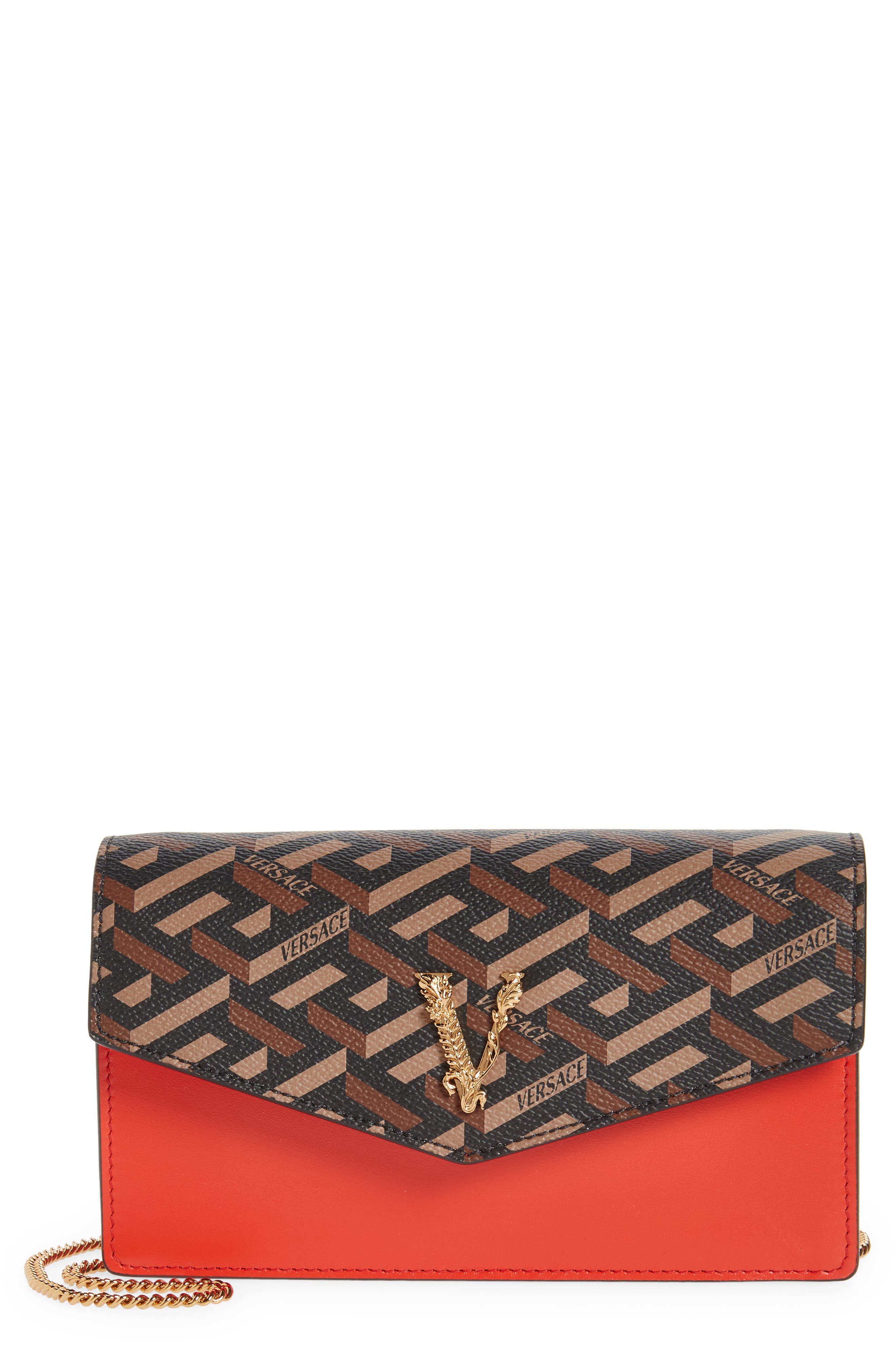 Versace Virtus Greca Signature Pouch, Main, color, 