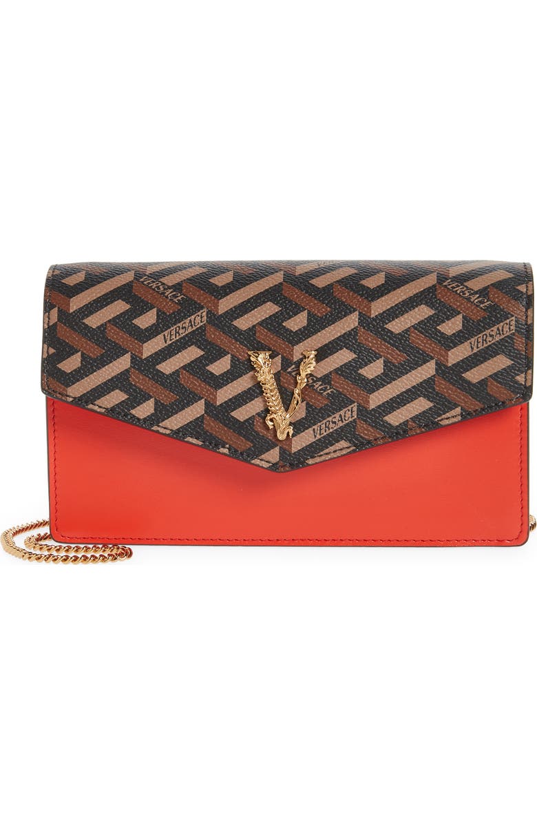 Versace Virtus Greca Signature Pouch, Main, color,