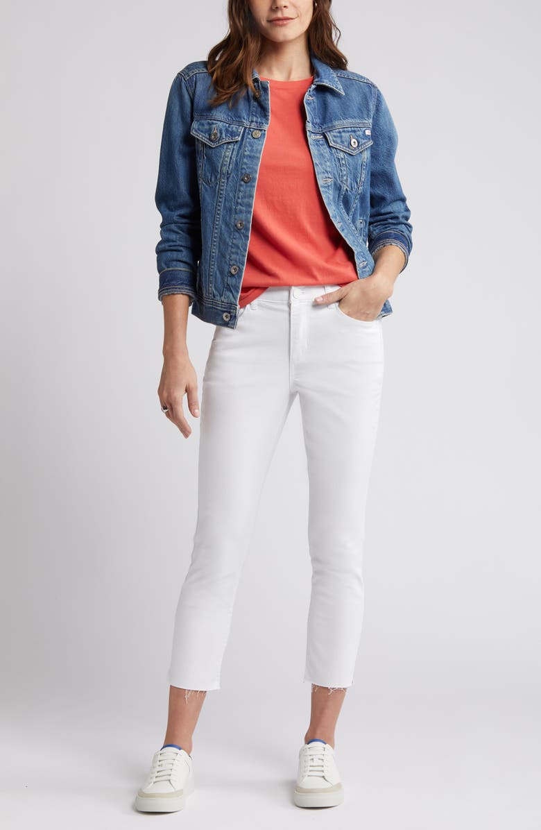 Wit & Wisdom 'Ab'Solution Raw Hem High Waist Crop Slim Jeans, Main, color, Optic White