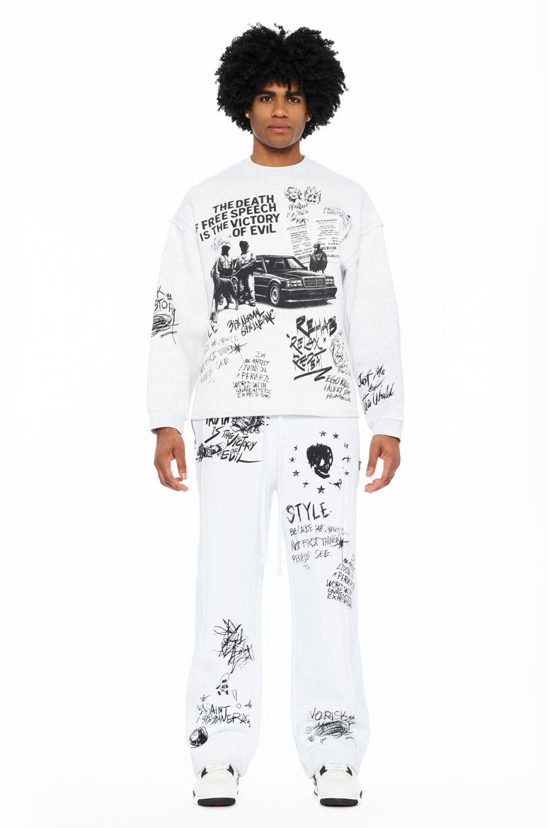 Graphic Cotton French Terry Sweatshirt, Alternate, color, HEATHER GREY