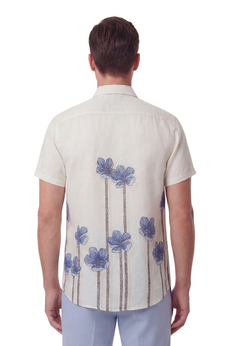 Crafty Floral Short Sleeve Fine Linen Shirt, Alternate, color, CRAFTY FLORAL IVORY