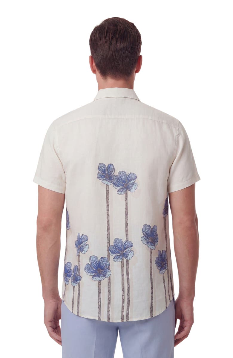 Lords of Harlech Crafty Floral Short Sleeve Fine Linen Shirt, Alternate, color, Crafty Floral Ivory