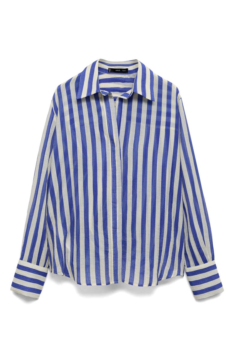 MANGO Stripe Lyocell Blend Button-Up Shirt, Alternate, color, 