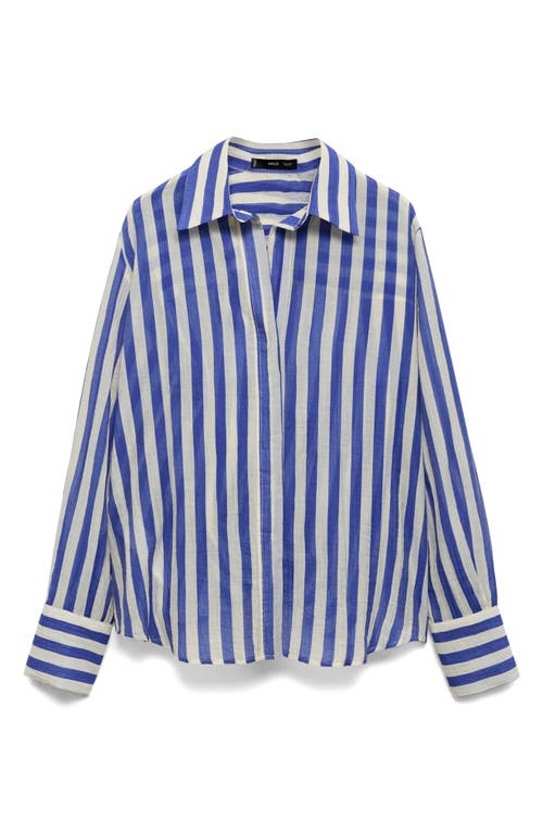 MANGO MANGO STRIPE LYOCELL BLEND BUTTON-UP SHIRT 