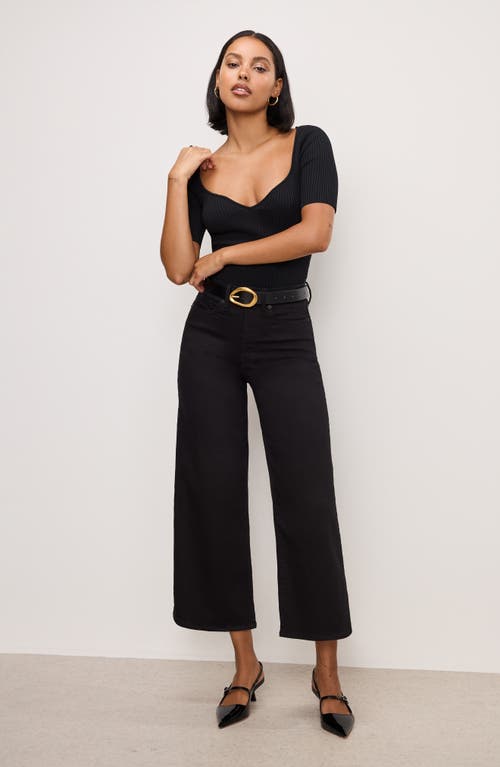 Good American Good Waist Crop Palazzo Jeans In Black001