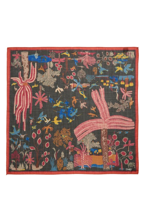 Drake's Palms & Birds Wool & Silk Bandana In Red