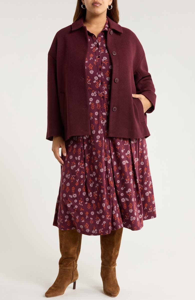 Seasalt Cornwall Beamwind Check Cocoon Coat, Main, color, Dark Hellebore