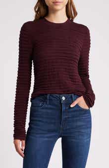 FRAME Smocked Silk Blend Crewneck Top