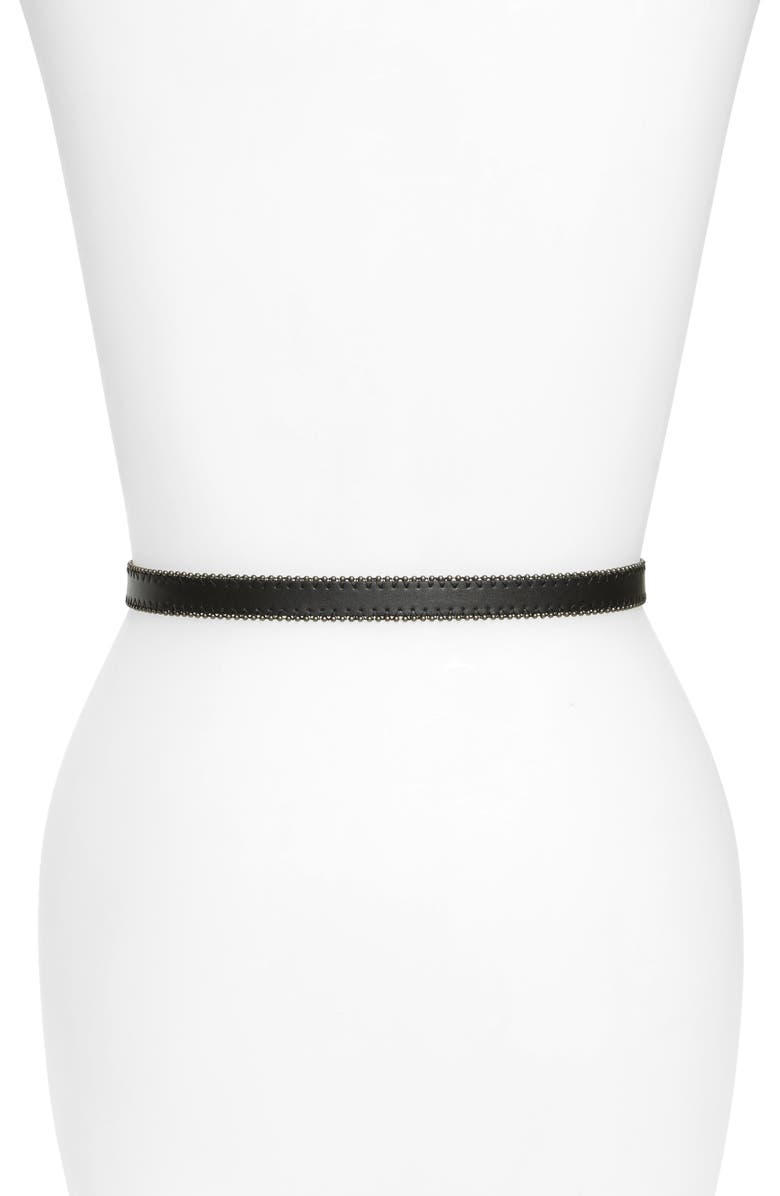 Treasure & Bond Studded Faux Leather Skinny Belt, Alternate, color,