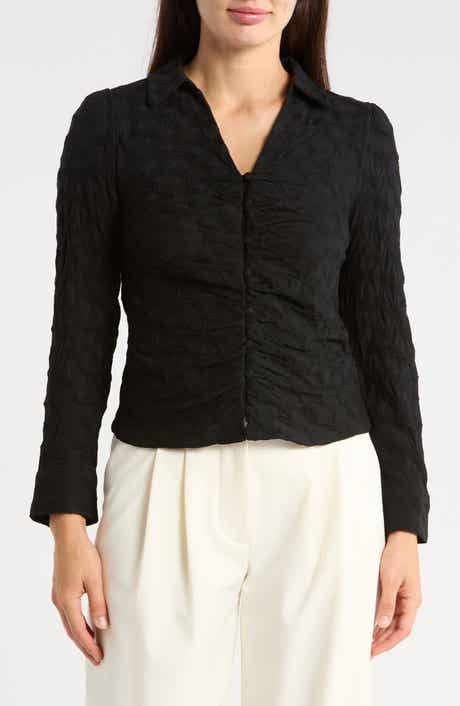 Ruched Front Textured Knit Top