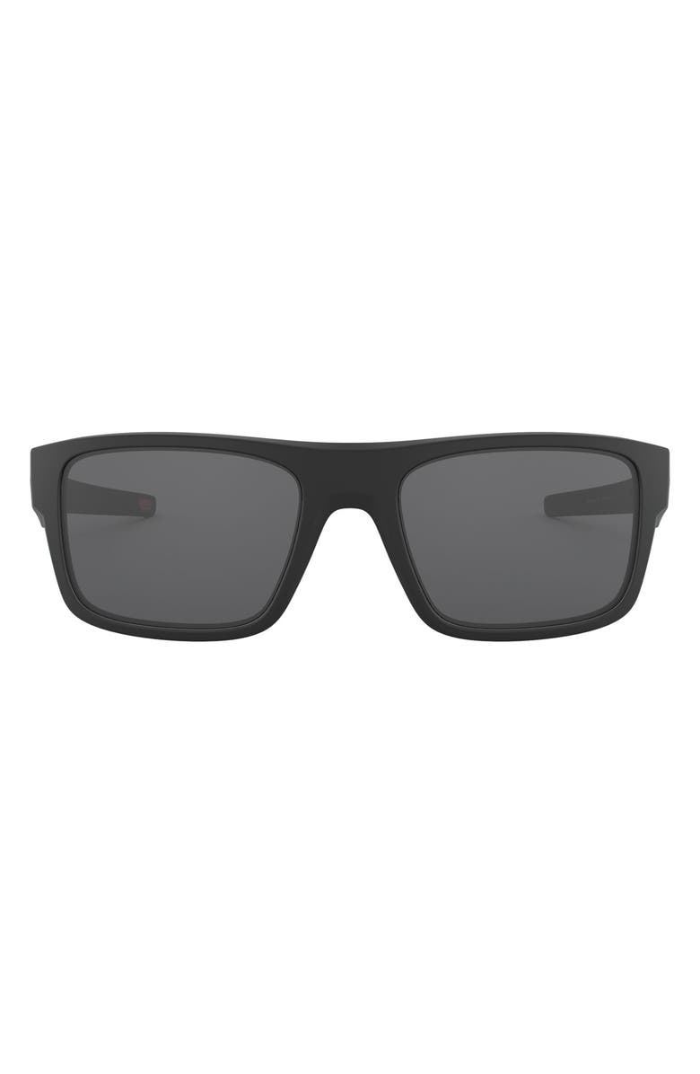 Oakley Drop Point<sup>™</sup> 61mm Rectangular Sunglasses, Main, color, Black
