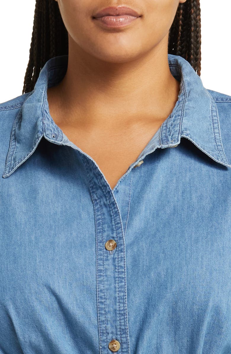 ASOS DESIGN Curve Long Sleeve Denim Minidress, Alternate, color, 