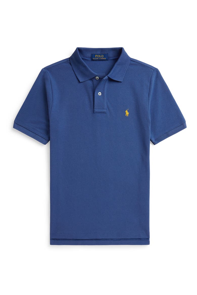 Kids' Cotton Piqué Polo, Main, color, DUSTY AZURE