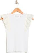 T Tahari Ruffle Mixed Media Rib Sweater