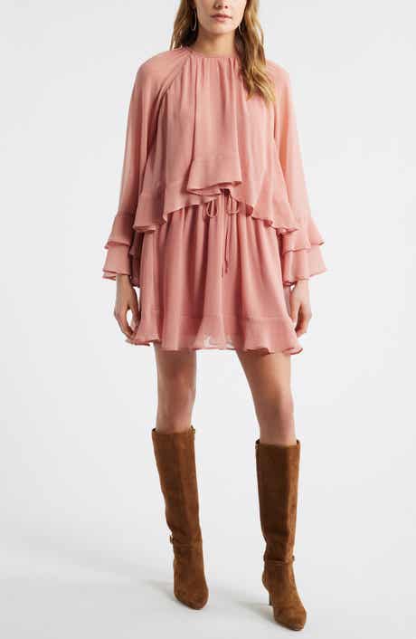 Treasure & Bond Tiered Long Sleeve Chiffon Minidress
