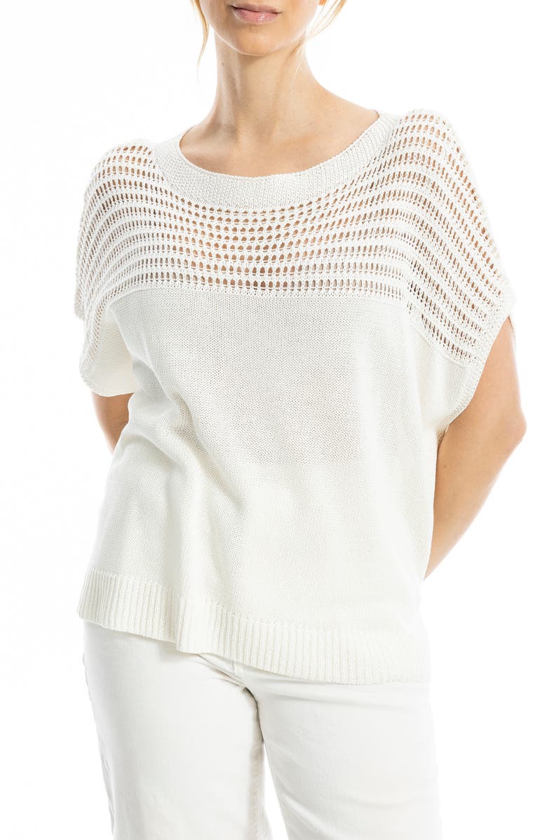 MAX STUDIO Open Weave Dolman Tank, Alternate, color, Ivory