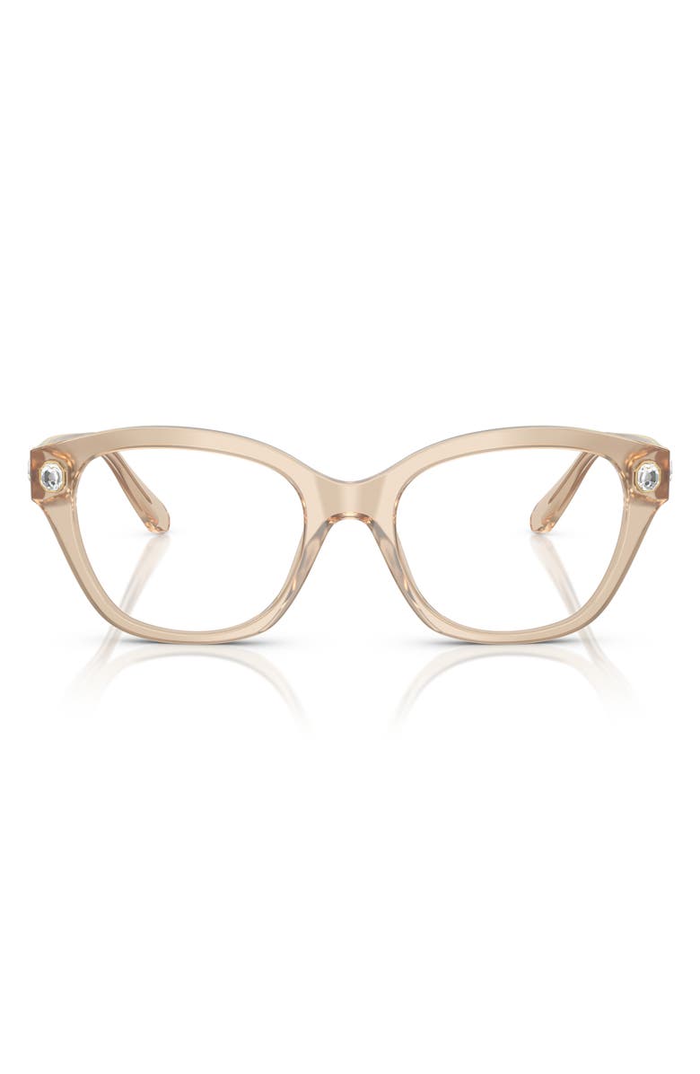 Swarovski 51mm Pillow Optical Glasses, Main, color, Milky Beige/ Demo Lens