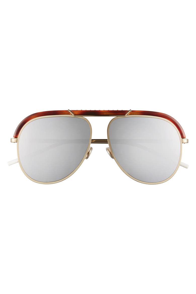 Christian Dior Desertics 58mm Metal Aviator Sunglasses, Alternate, color, HAVANA GOLD