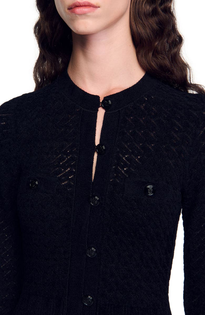 SANDRO Velvet-effect knit maxi dress, Alternate, color, 