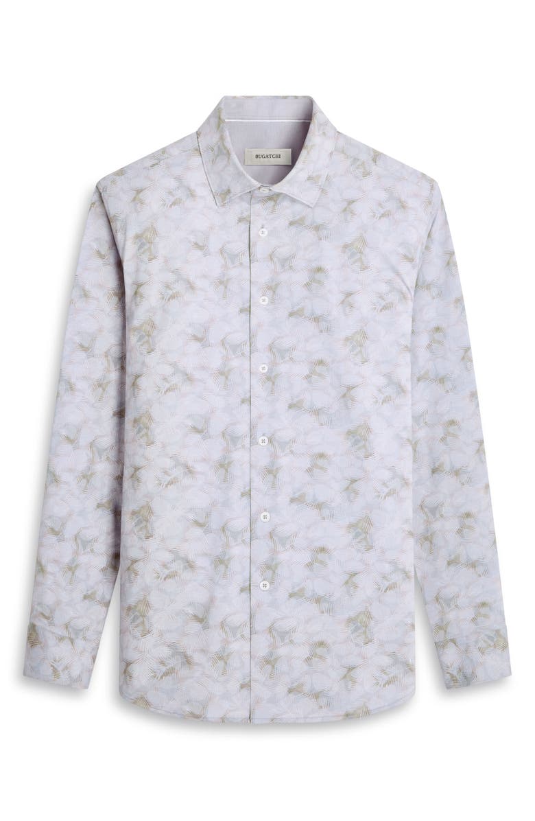 Bugatchi Jimmy OoohCotton<sup>®</sup> Leaf Print Button-Up Shirt, Alternate, color, 