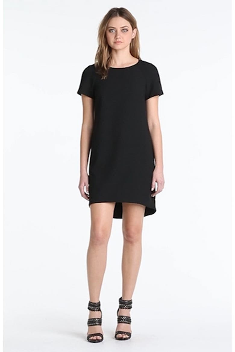 Crepe Shift Dress, Alternate, color, BLACK