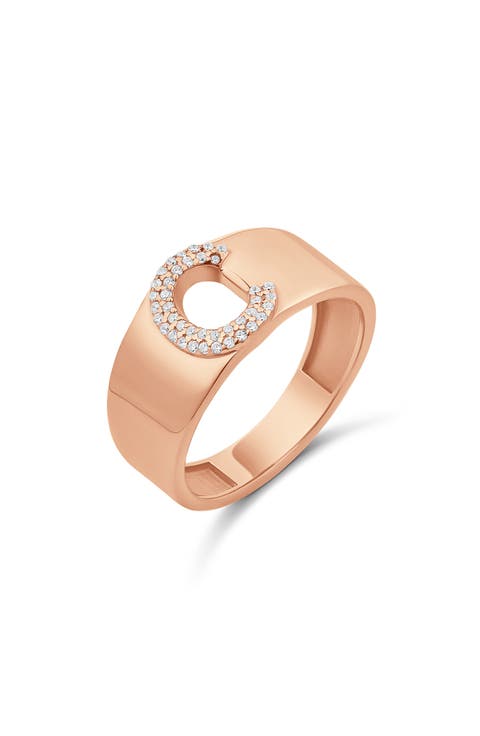 Pavé Signet Initial Ring