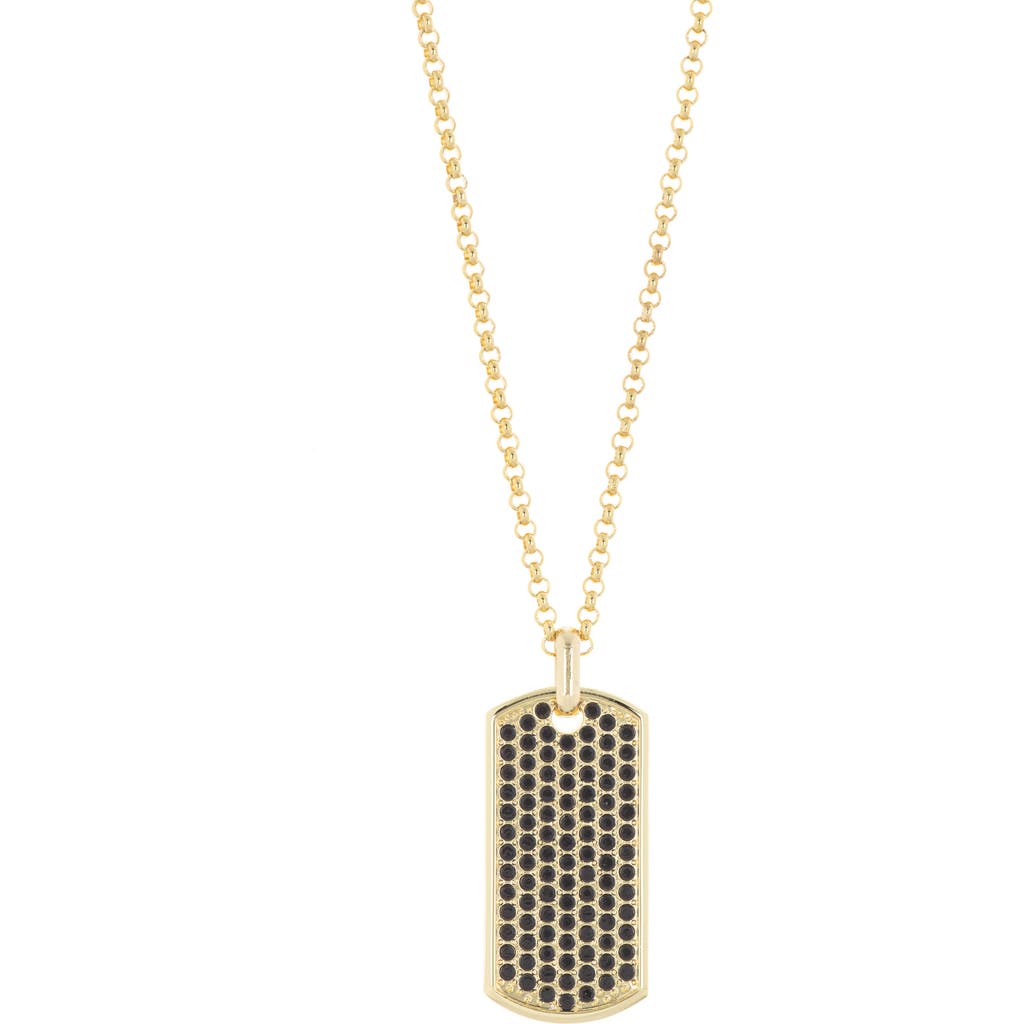 American Exchange Pavé Crystal Dog Tag Pendant Necklace In Gold/gold