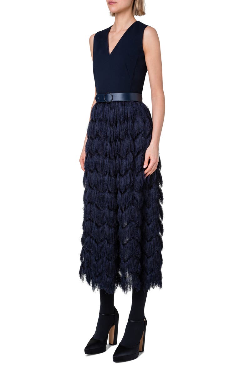 Akris punto Zigzag Fringe Dress, Alternate, color, 