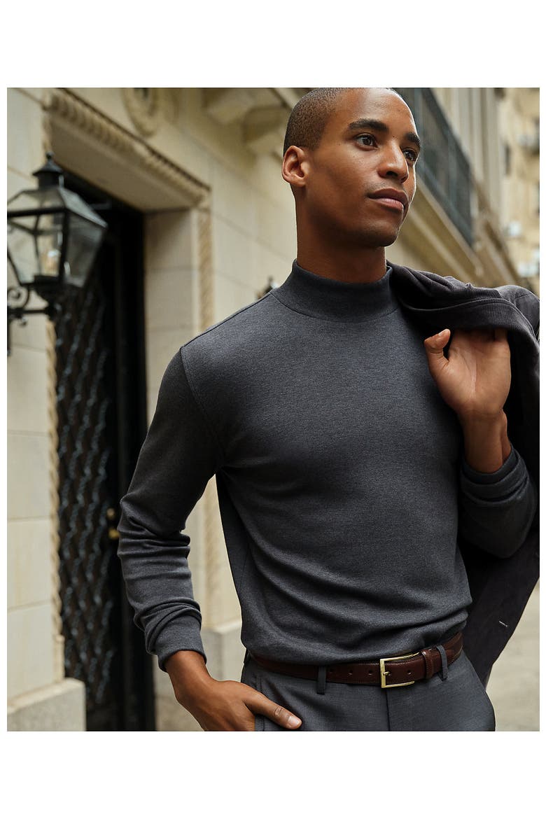 Cotton Supima Mock Turtleneck, Alternate, color, Dark Charcoal Heather