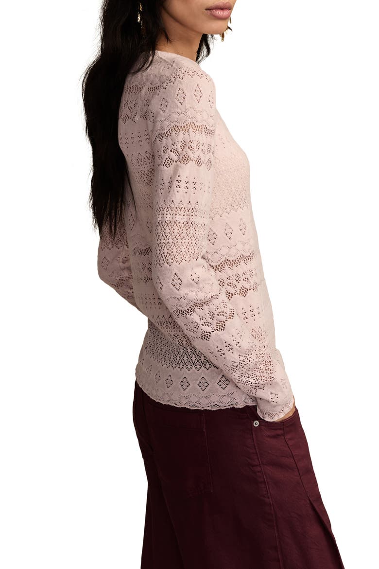 Lace Long Sleeve Crewneck Top, Alternate, color, SEPIA ROSE