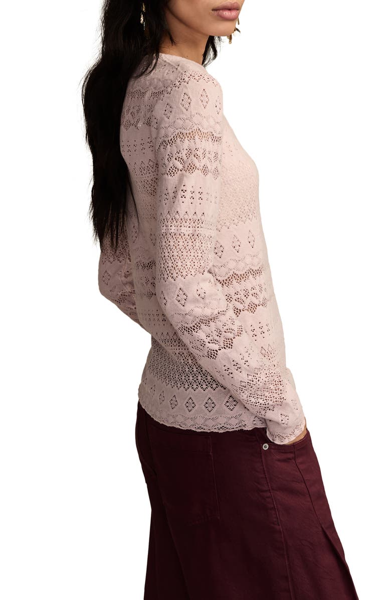 Lucky Brand Lace Long Sleeve Crewneck Top, Alternate, color, Sepia Rose