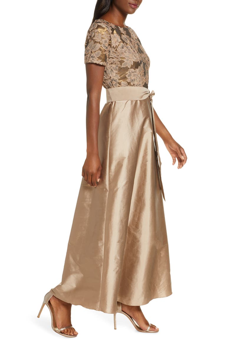 Beaded Taffeta Gown, Alternate, color, GOLD