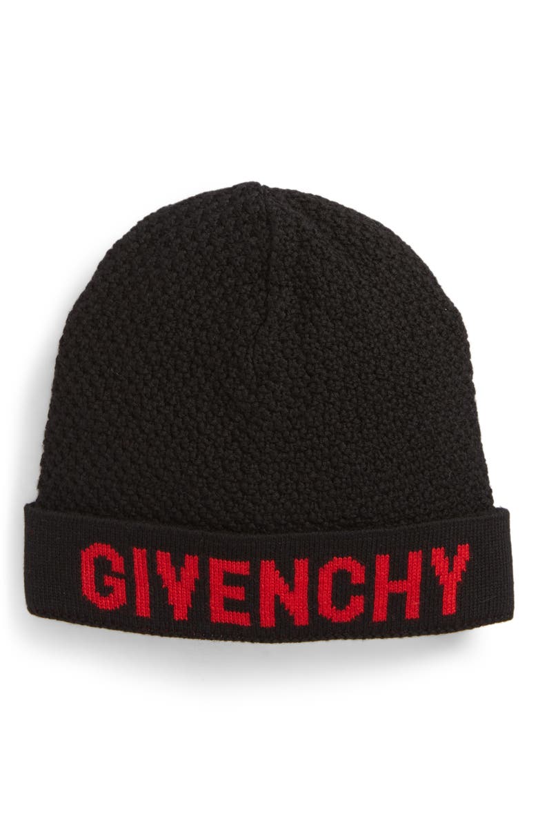 Givenchy Logo Beanie, Main, color, 