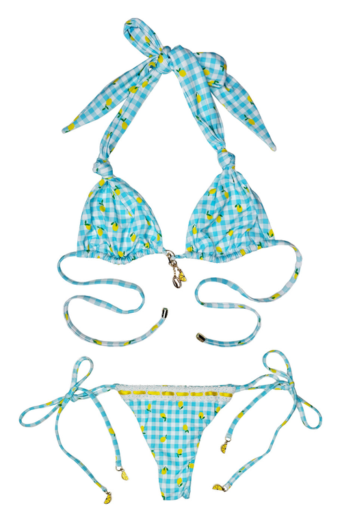 Beach Bunny Swimwear Limoncello Spritz Halter Top In Blue