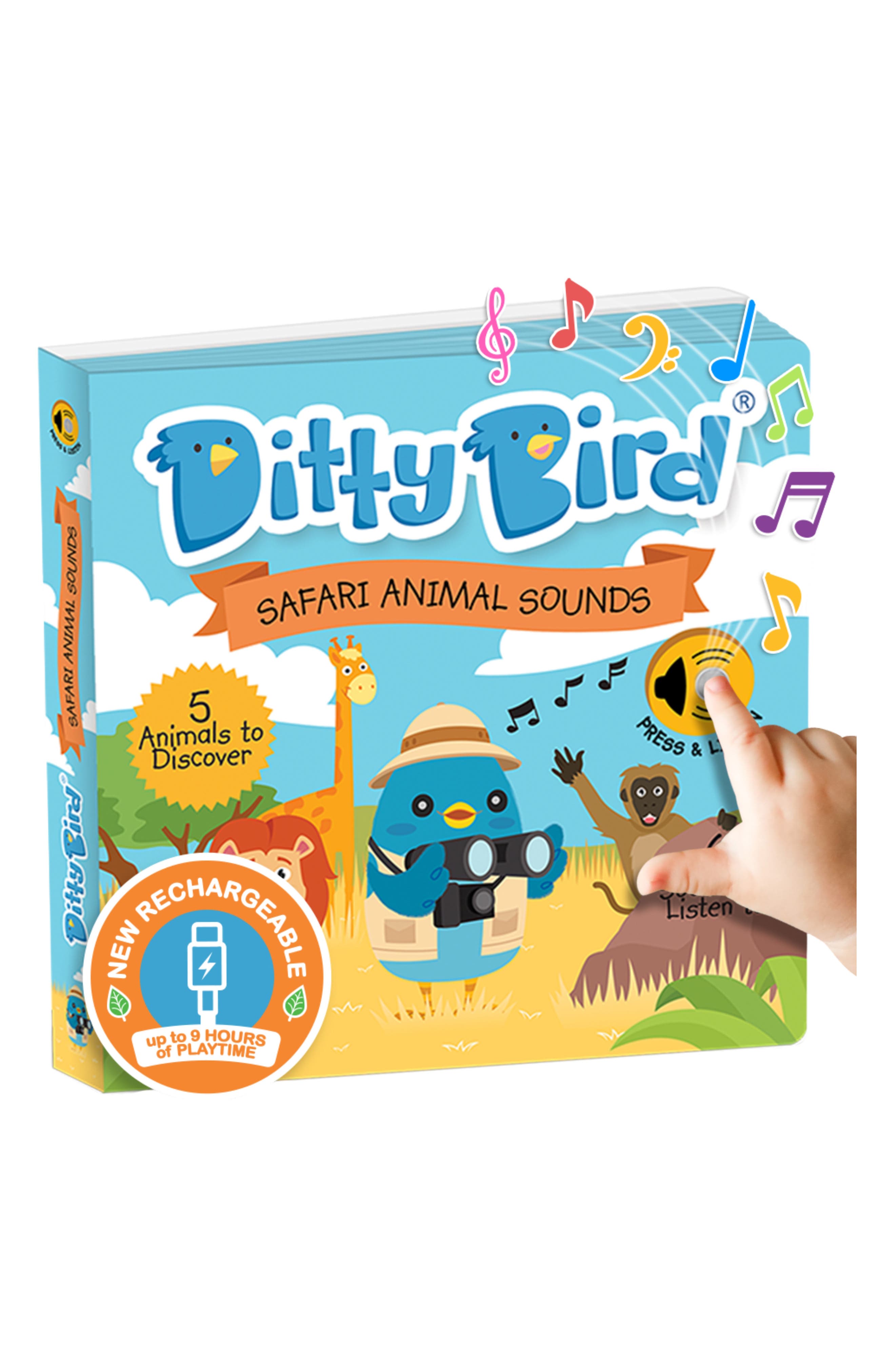 Ditty Bird 'Safari Animal Sounds' Board Book in Blue Multi 