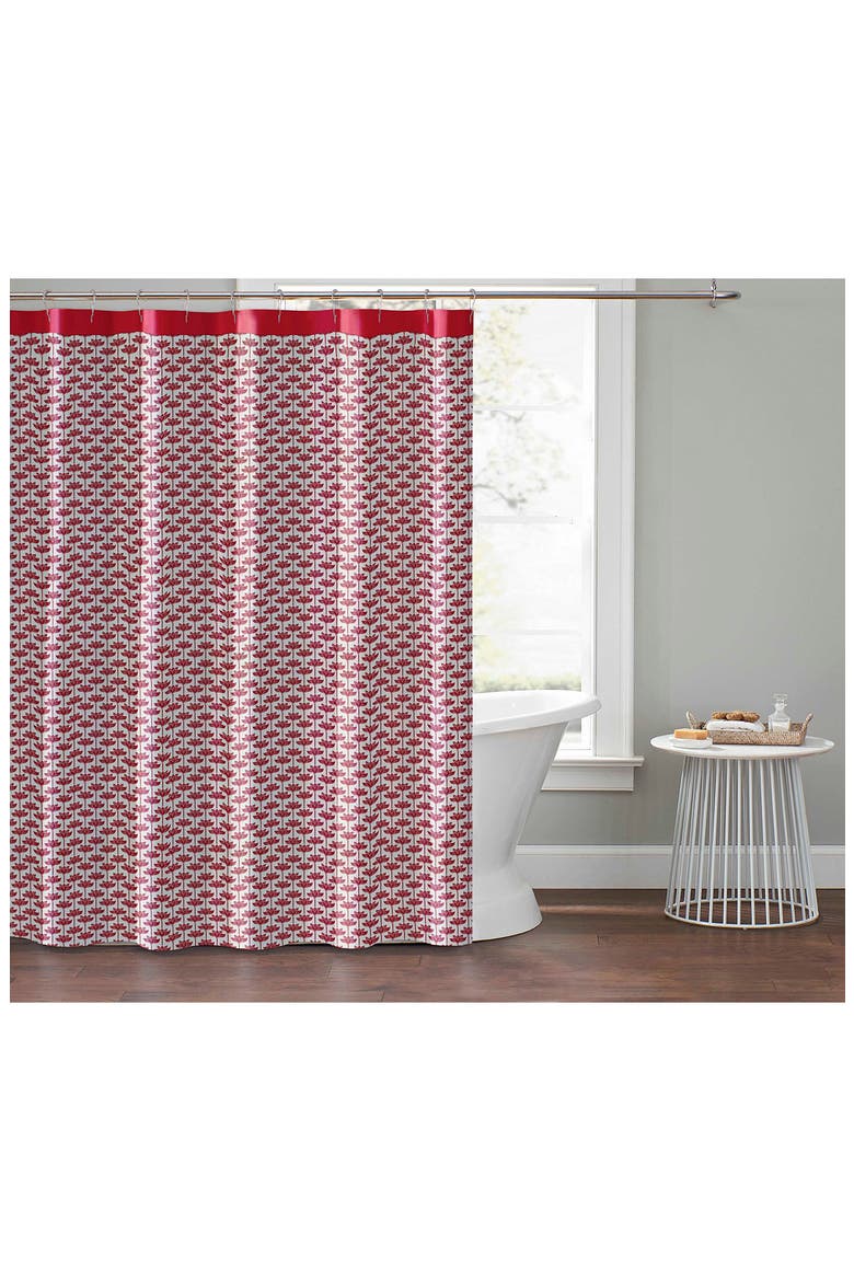 Utica Long Step Shower Curtain, Main, color, RED