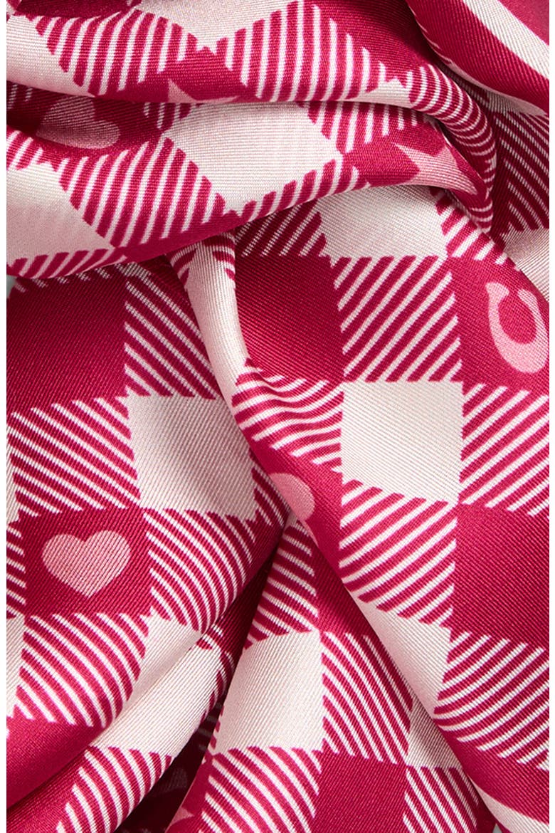 Gingham Play Silk Scarf, Alternate, color, DARK FUCHSIA