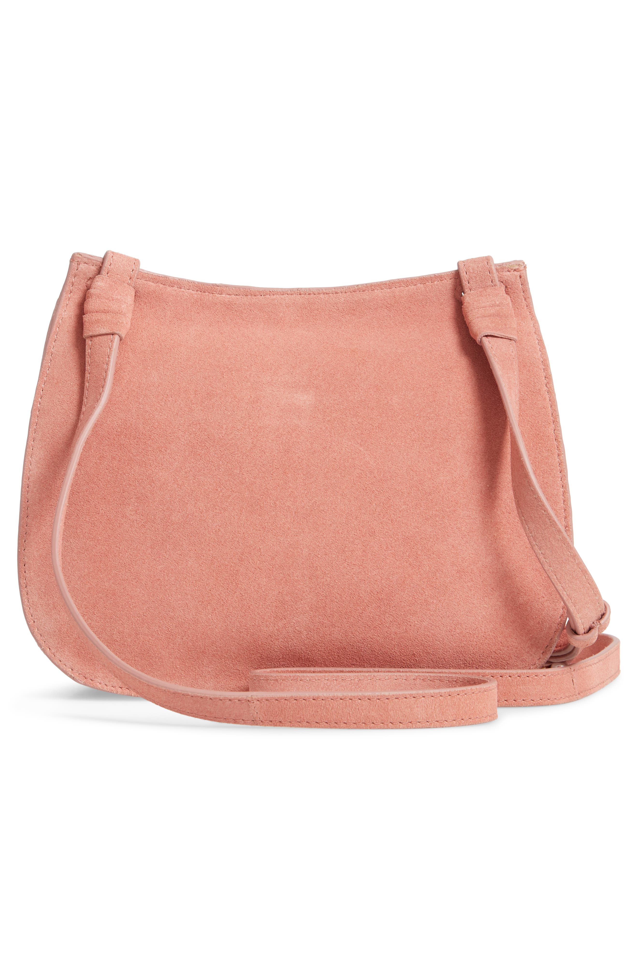 Suede Crossbody Saddle Bag, Alternate, color, CLAY