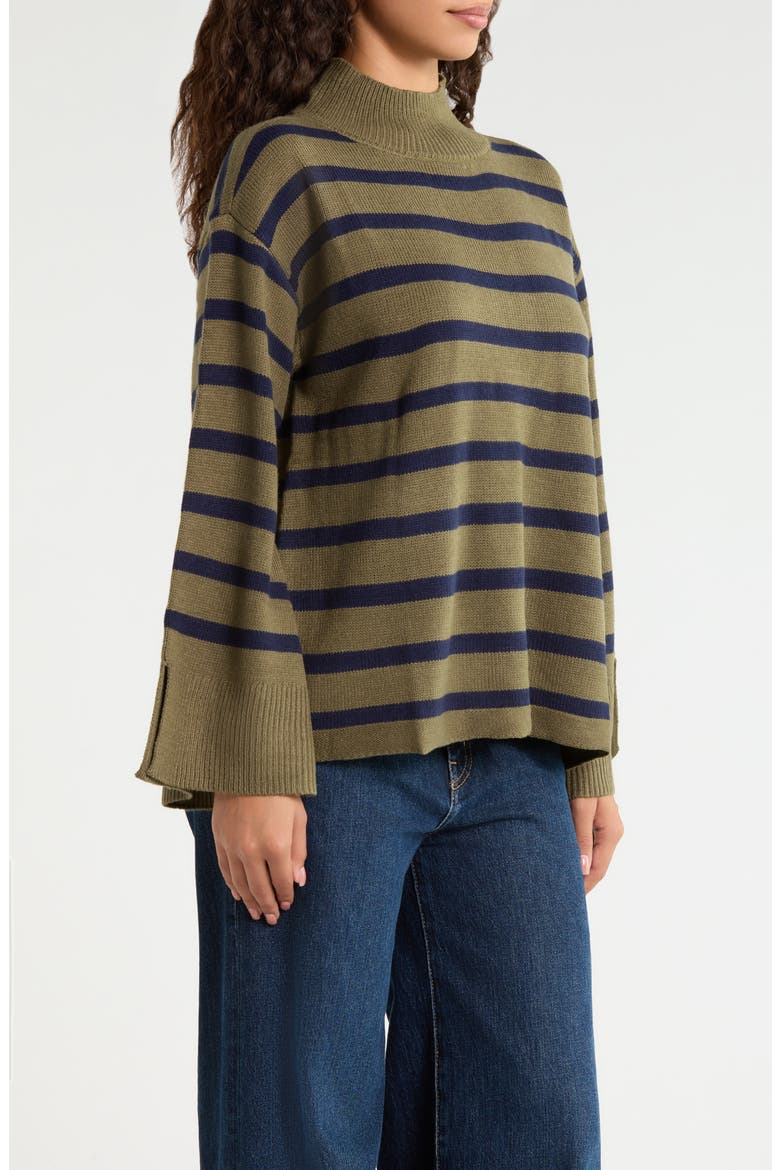 Slayder Stripe Mock Neck Sweater, Alternate, color, OLIVE MULTI