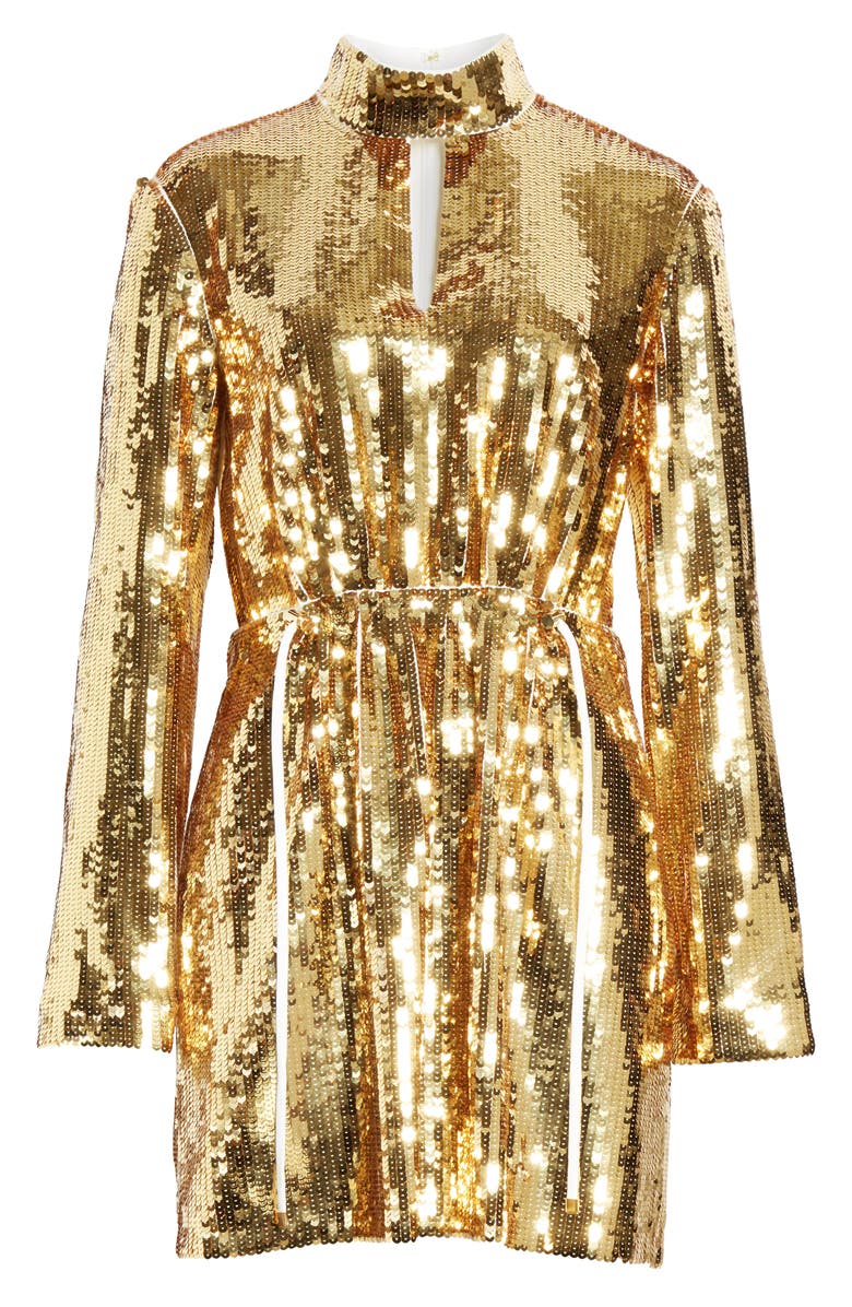 Tibi Avril Contrast Back Sequin Long Sleeve Minidress, Alternate, color,