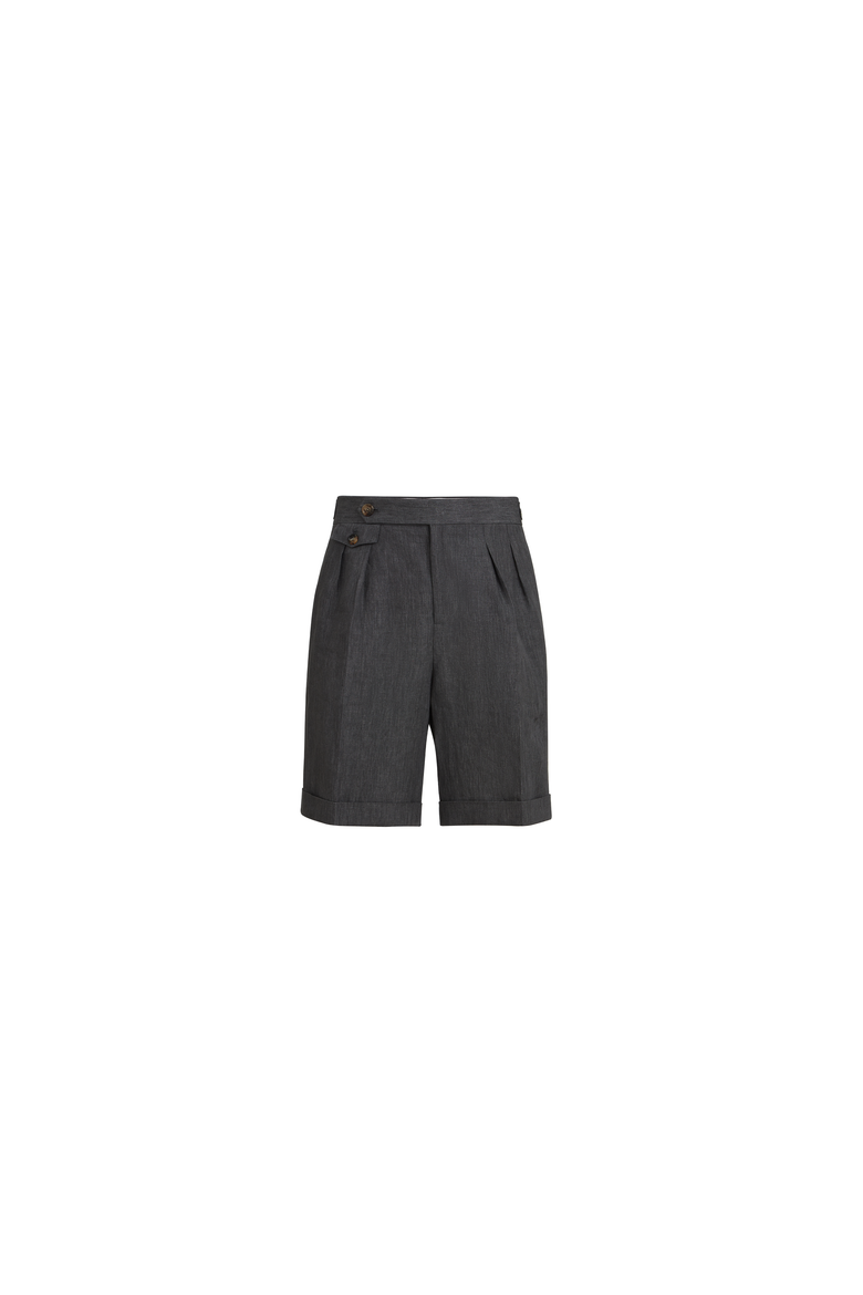 Délavé linen Bermuda shorts, Alternate, color, Anthracite