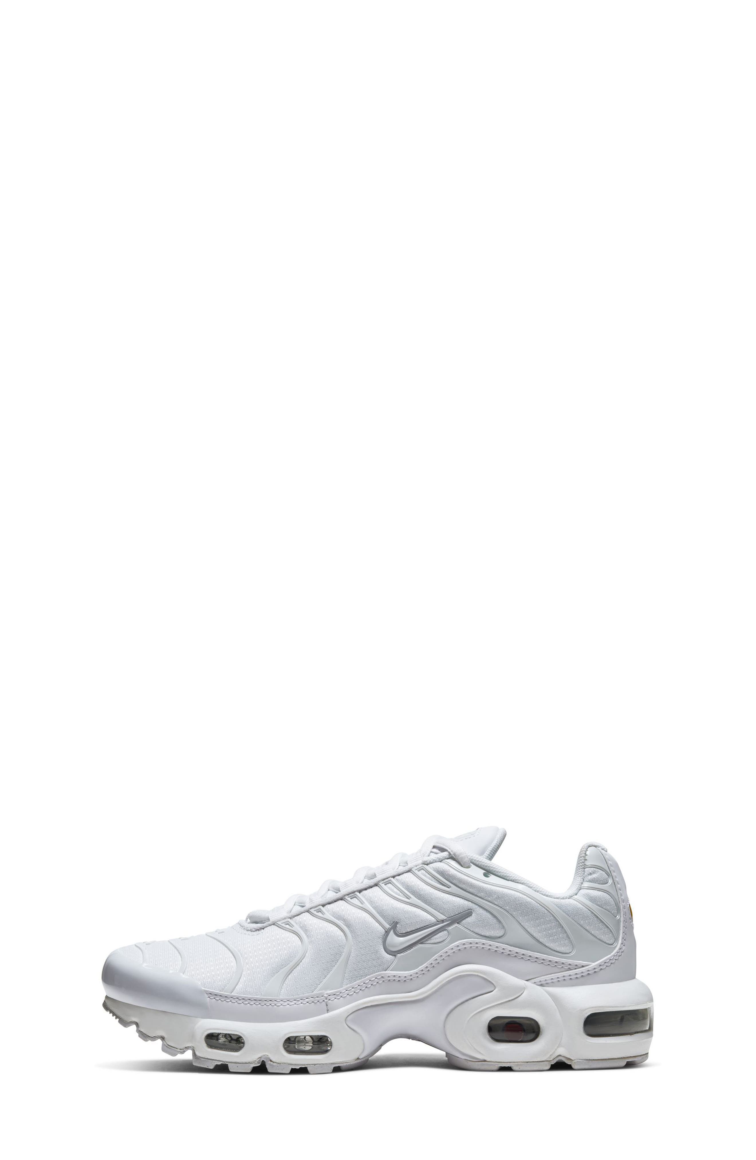 Nike Kids' Air Max Plus GS Sneaker, Alternate, color, White/ White/ Silver