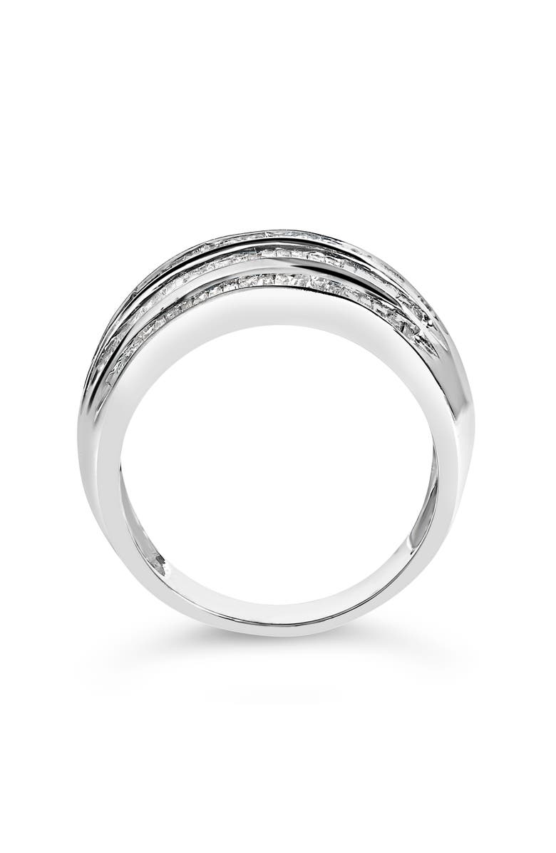 Haus of Brilliance Silver 1.0 Cttw Channel Set Baguette Diamond 6-Row Domed Cocktail Ring, Alternate, color, White