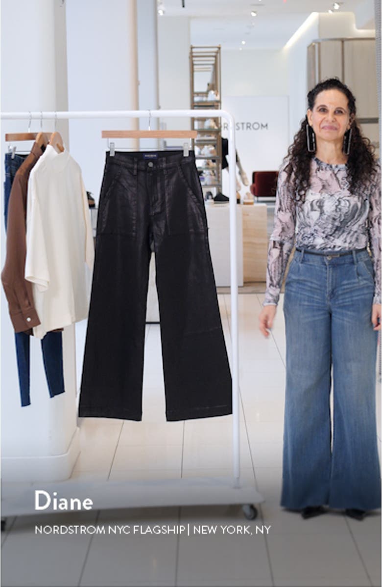 Clifford Metallic Coated Crop Wide Leg Jeans, sales video thumbnail