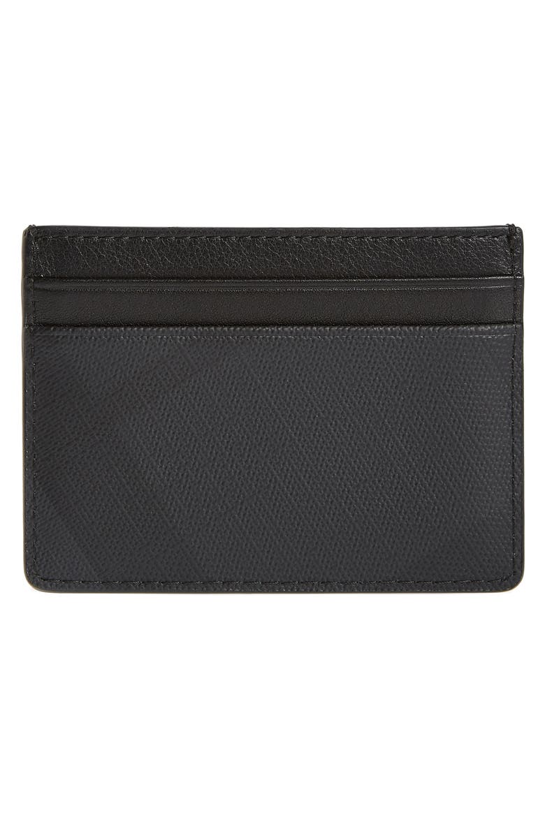Sandon London Check Card Case, Alternate, color, DARK CHARCOAL