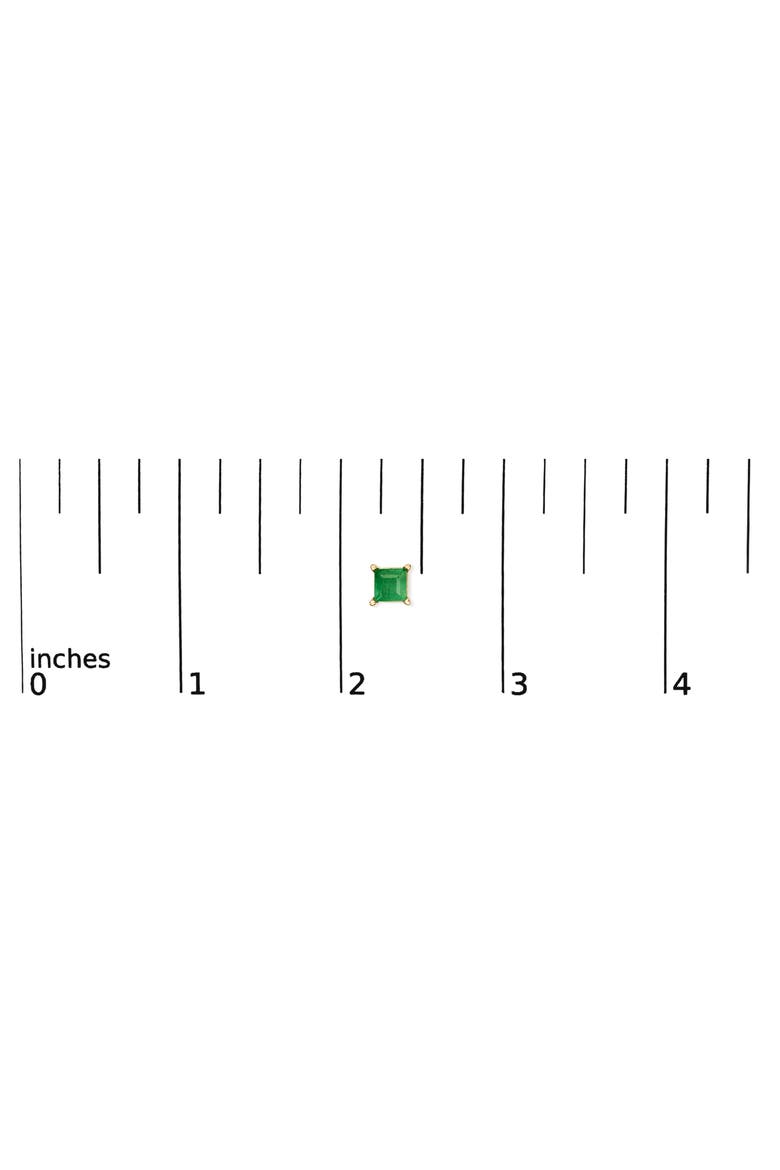 14K Gold 5x5MM Princess Cut Gemstone Solitaire Stud Earrings, Alternate, color, Green Emerald | Yellow