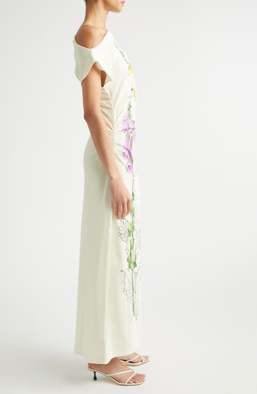 Oscar De La Renta Off-the-shoulder Foxglove Draped Jersey Maxi Dress In Neutral