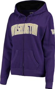 COLOSSEUM Women's Stadium Athletic Purple Washington Huskies Arched Name Full-Zip Sweatshirt